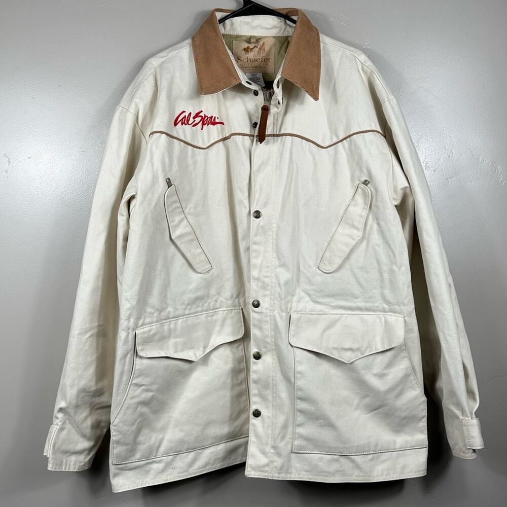 SCHAEFER MEN’S ORIGINAL DRIFTER COAT IN BONE WHITE / BROWN SIZE LARGE